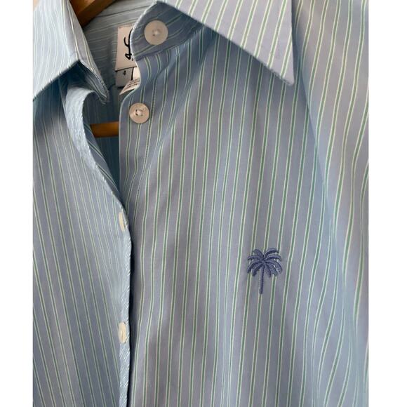Lilly Pulitzer Vintage White Tag Blue/Green Button-Up Fitted Dress Shirt Size 4 - Picture 6 of 8